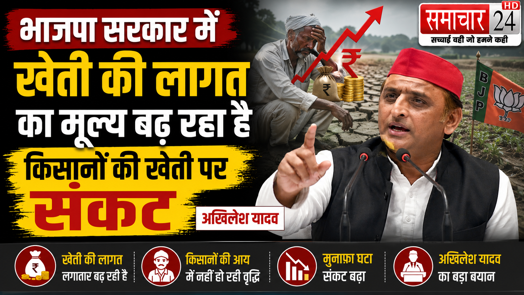 भाजपा सरकार में खेती की लागत का मूल्य बढ़ रहा है किसानों की खेती पर संकट: अखिलेश यादव