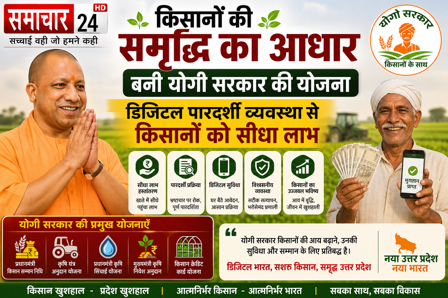 किसानों की समृद्धि का आधार बनी योगी सरकार की योजना, डिजिटल पारदर्शी व्यवस्था से किसानों को सीधा लाभ