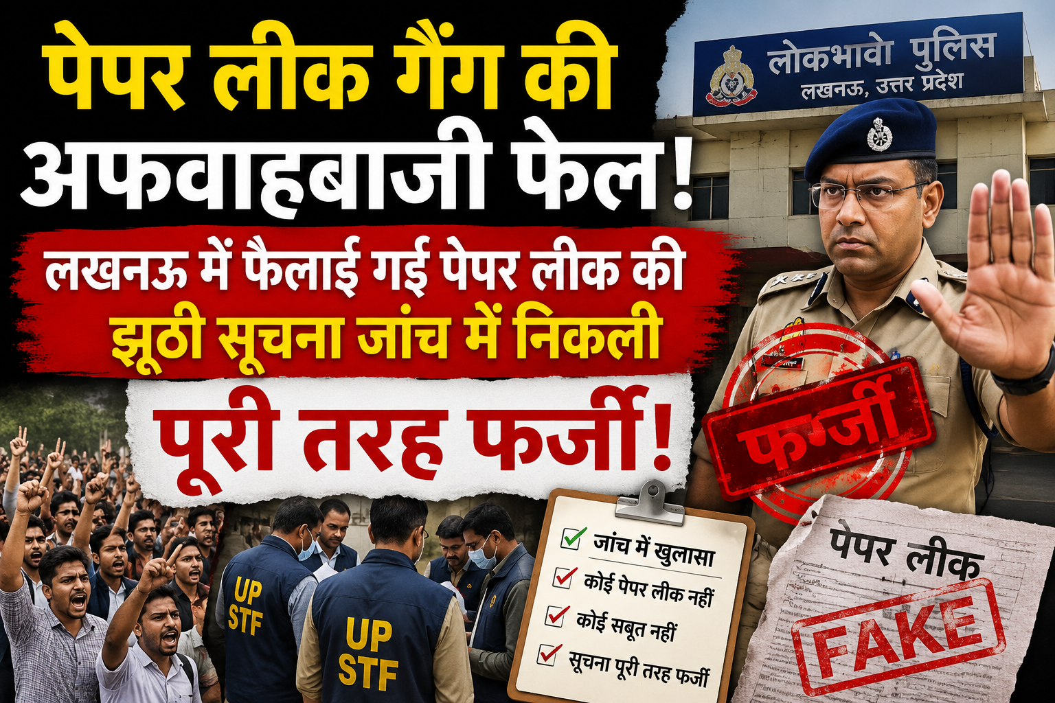 पेपर लीक गैंग की अफवाहबाजी फेल, लखनऊ में फैलाई गई पेपर लीक की झूठी सूचना जांच में निकली पूरी तरह फर्जी