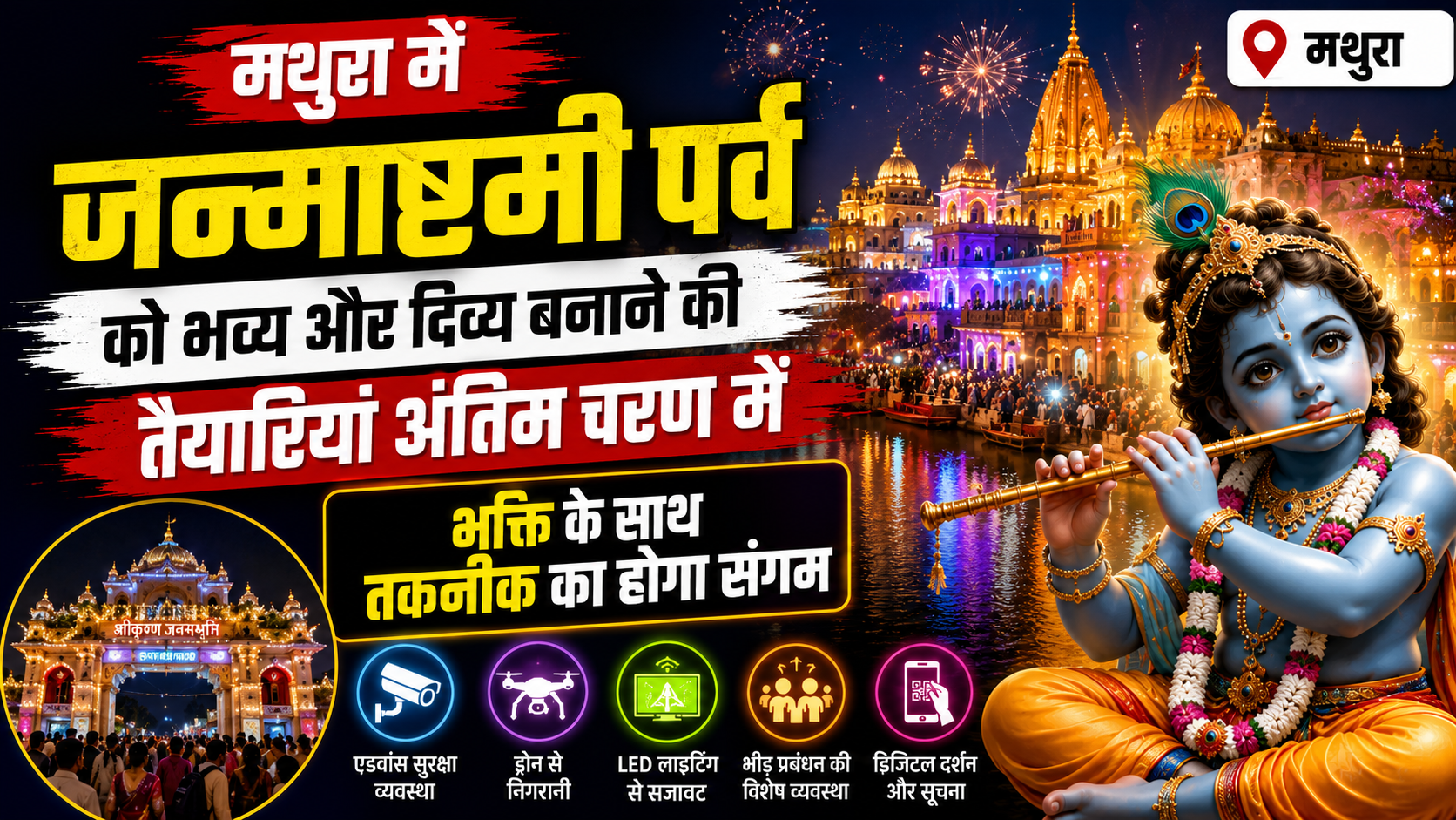 मथुरा में जन्माष्टमी पर्व को भव्य और दिव्य बनाने की तैयारियां अंतिम चरण में, भक्ति के साथ तकनीक का होगा संगम