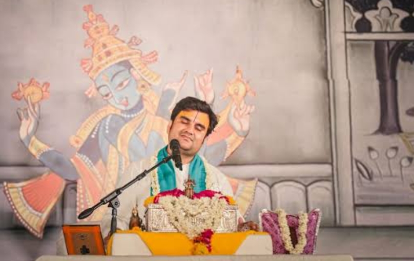 कृष्ण-रुक्मिणी विवाह में झूमे श्रद्धालु बल्केश्वर महादेव भक्त मंडल द्वारा आयोजित हो रही है कथा