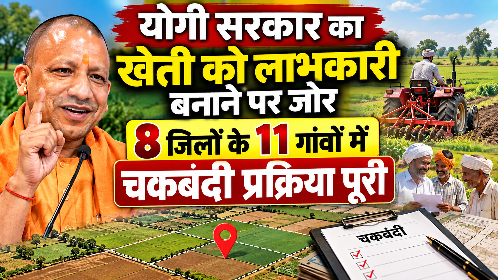 योगी सरकार का खेती को लाभकारी बनाने पर जोर, 8 जिलों के 11 गांवों में चकबंदी प्रक्रिया पूरी