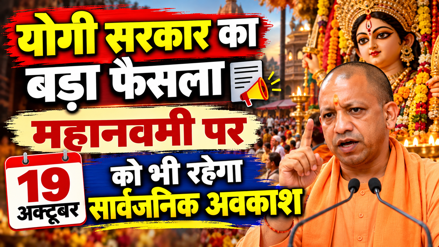योगी सरकार का बड़ा फैसला: महानवमी पर 19 अक्टूबर को भी रहेगा सार्वजनिक अवकाश